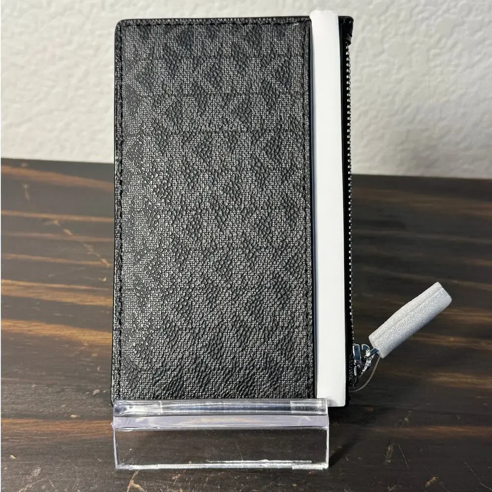 Michael Kors Jet Set Travel‎ Black Logo Card Case with Coin Pocket